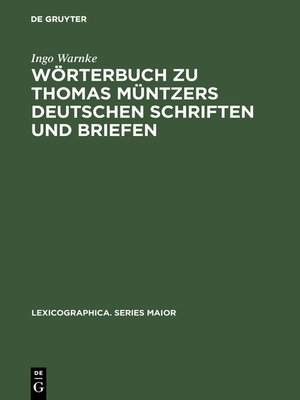 cover image of Wörterbuch zu Thomas Müntzers deutschen Schriften und Briefen
